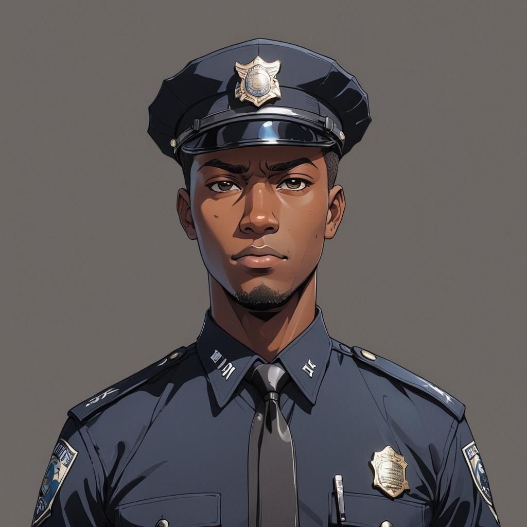 Anime Police Officer Portrait in Studio Trigger Style