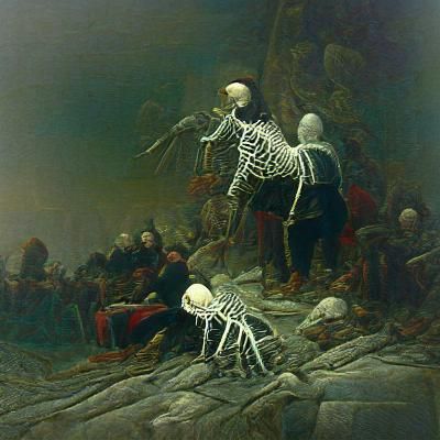 Horrific Skeletons Inspired by Doré and Rutkowski
