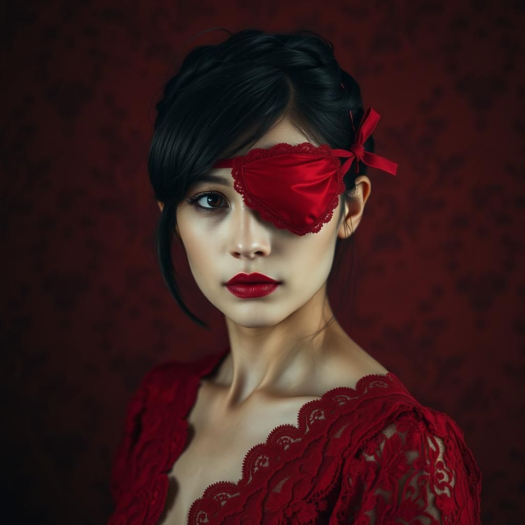 Woman with Red Eyepatch in Fine Art Photo