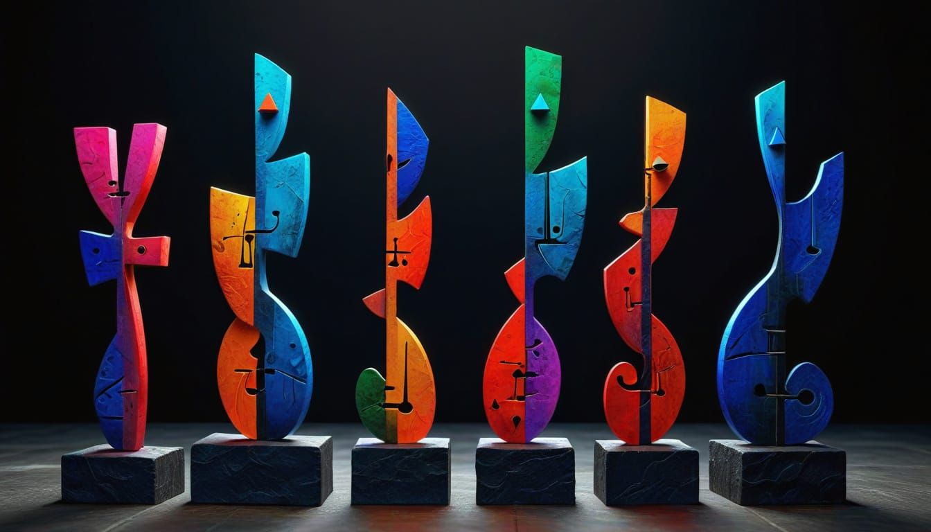 Electric Visions in Gradient Hues: Abstract Sculptures