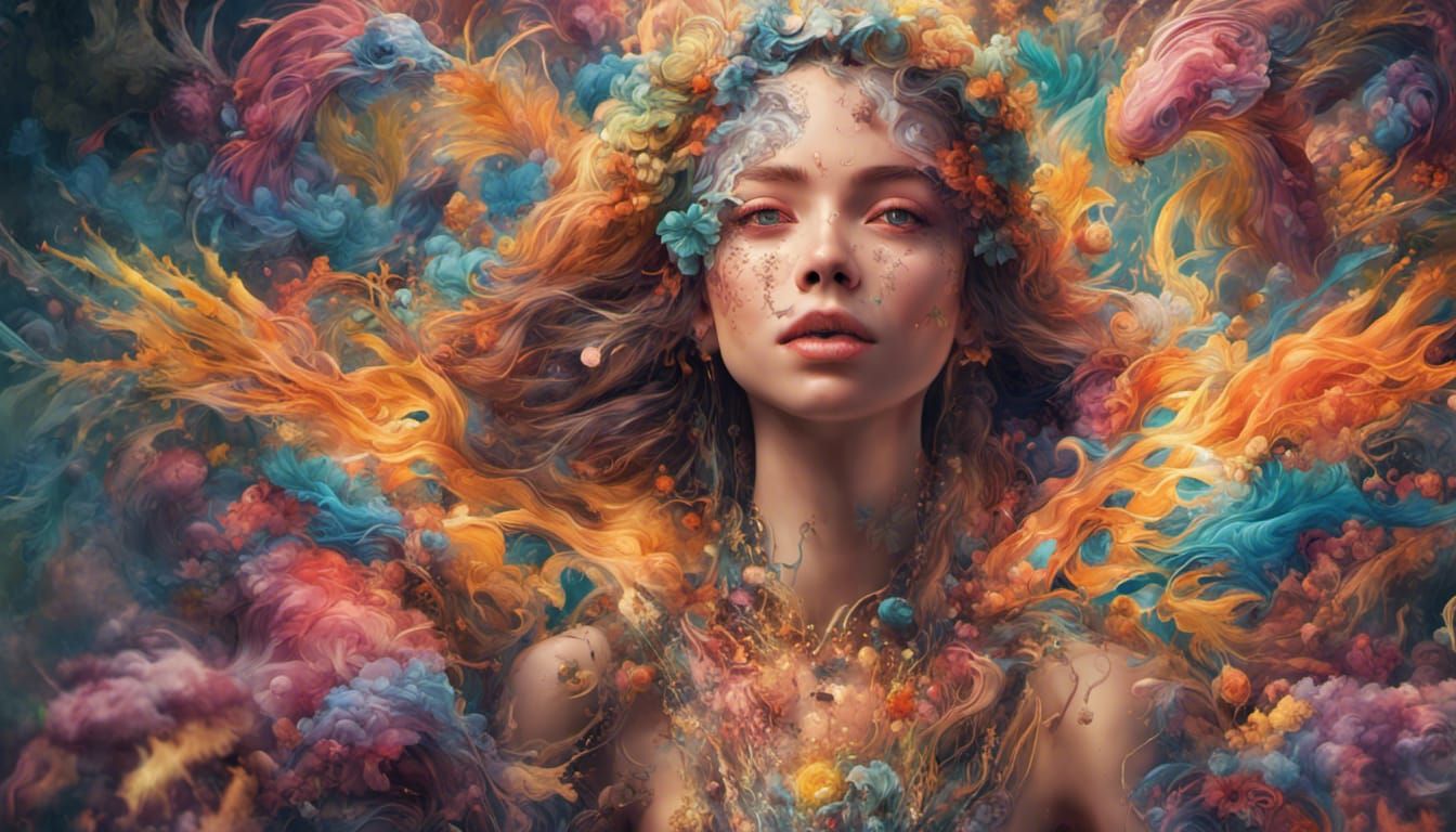 Hyperrealistic Portrait of Human Harmony with Nature