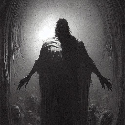 Eerie Horror Scene in Engraving Style