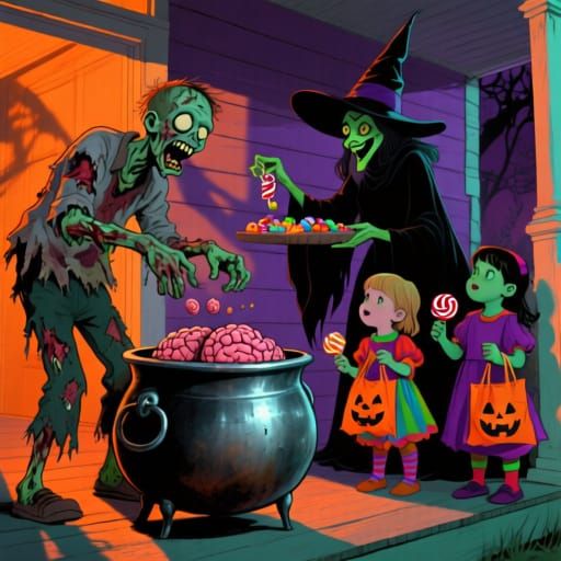 Zombie Bobbing for Brains at Halloween Party