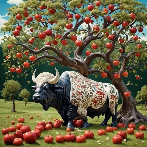 Buffalo with Apple Tree