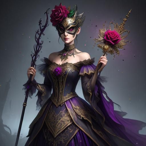 Masquerade Rose Dancing in Eerie Mist