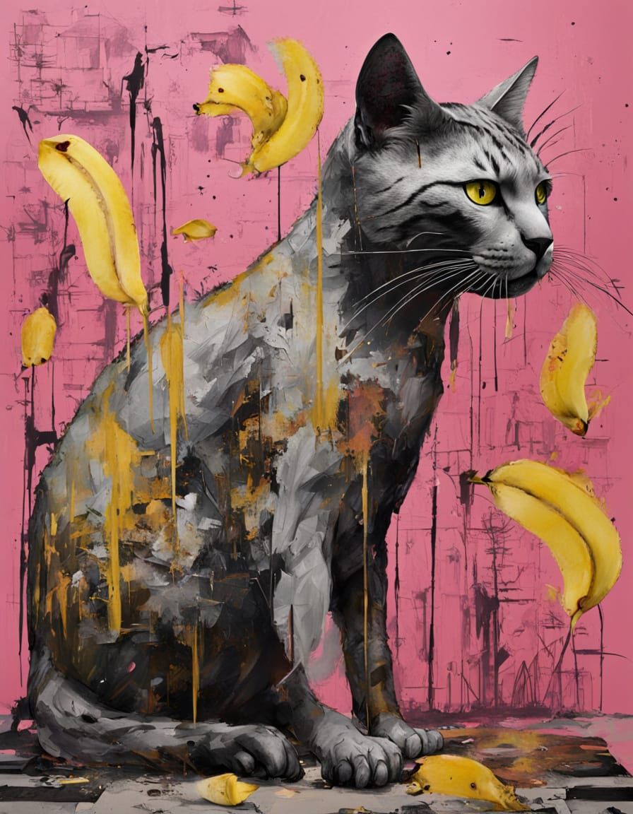 Gigantic Tabby Cat in Industrial Surrealism