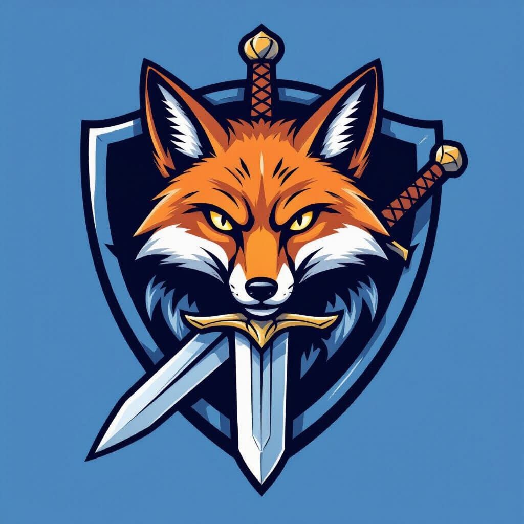 Regal Fox Emblem with Sword Logo