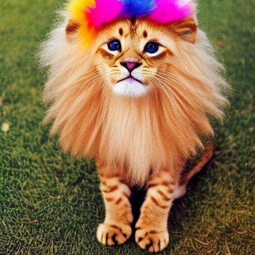 Kitten Hippie at Colourful Festival: Hyperrealistic 8k Photo