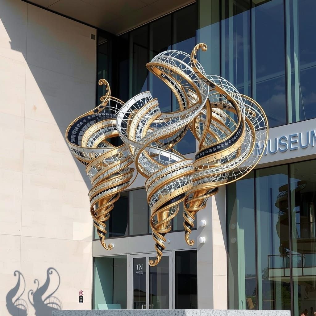 Spiraling Metal Vortices in Futuristic Harmony