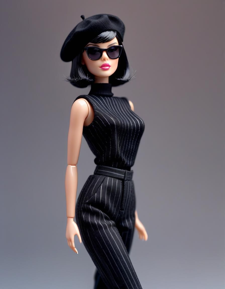 Beatnik Barbie Doll in Black and White