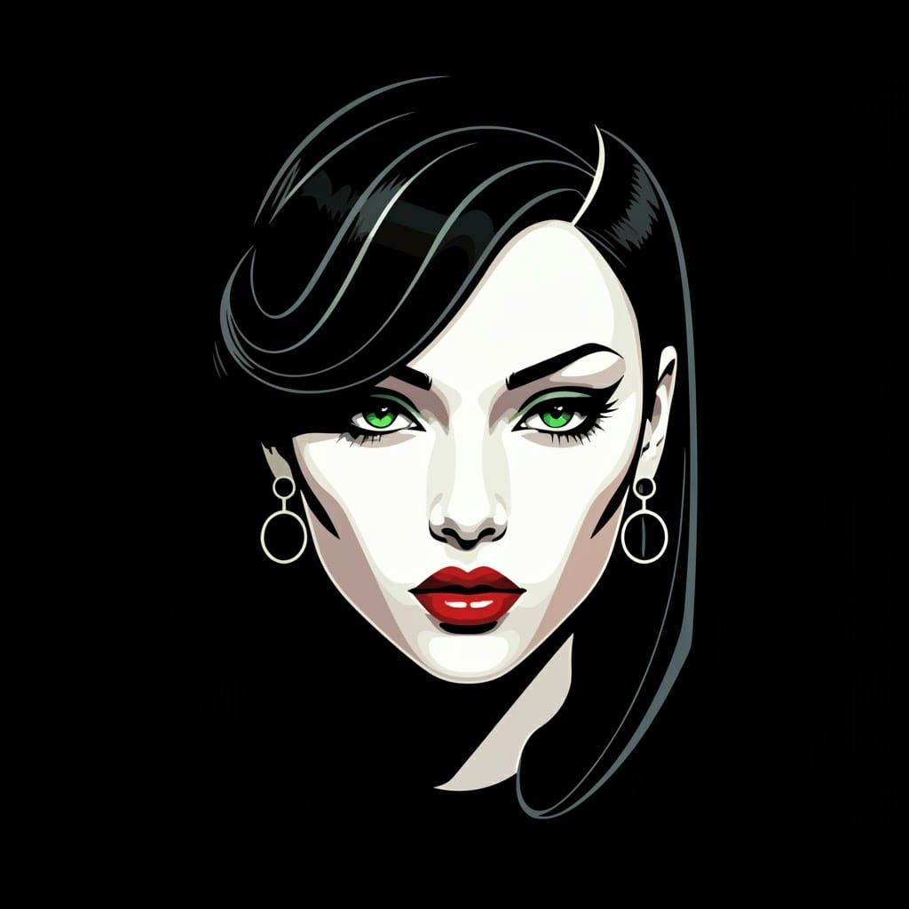High Contrast Woman Portrait in Graphic Style