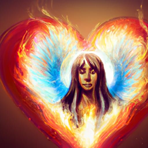 Burning Heart Angel Woman 1