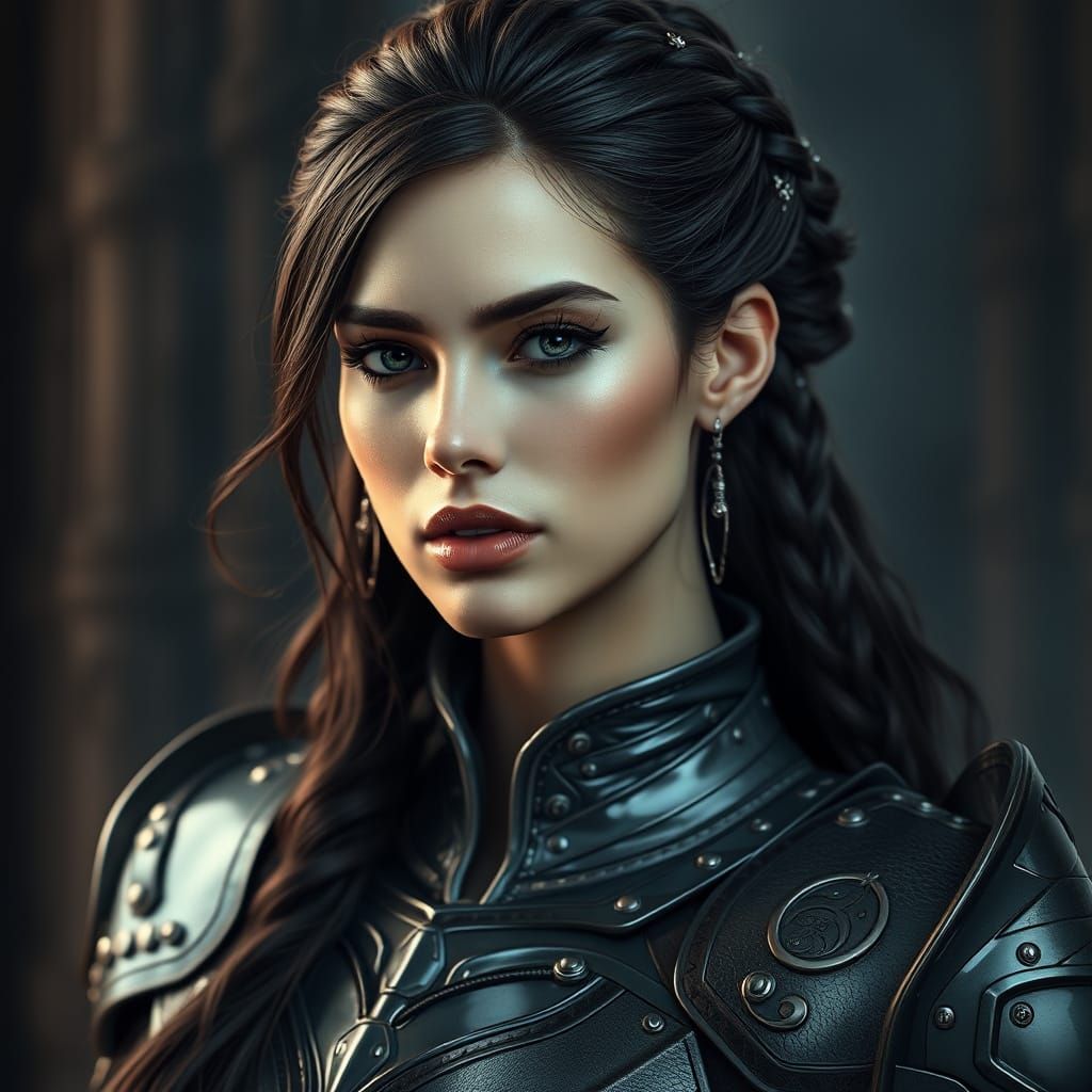 Hyperrealistic Warrior in Latex Armor