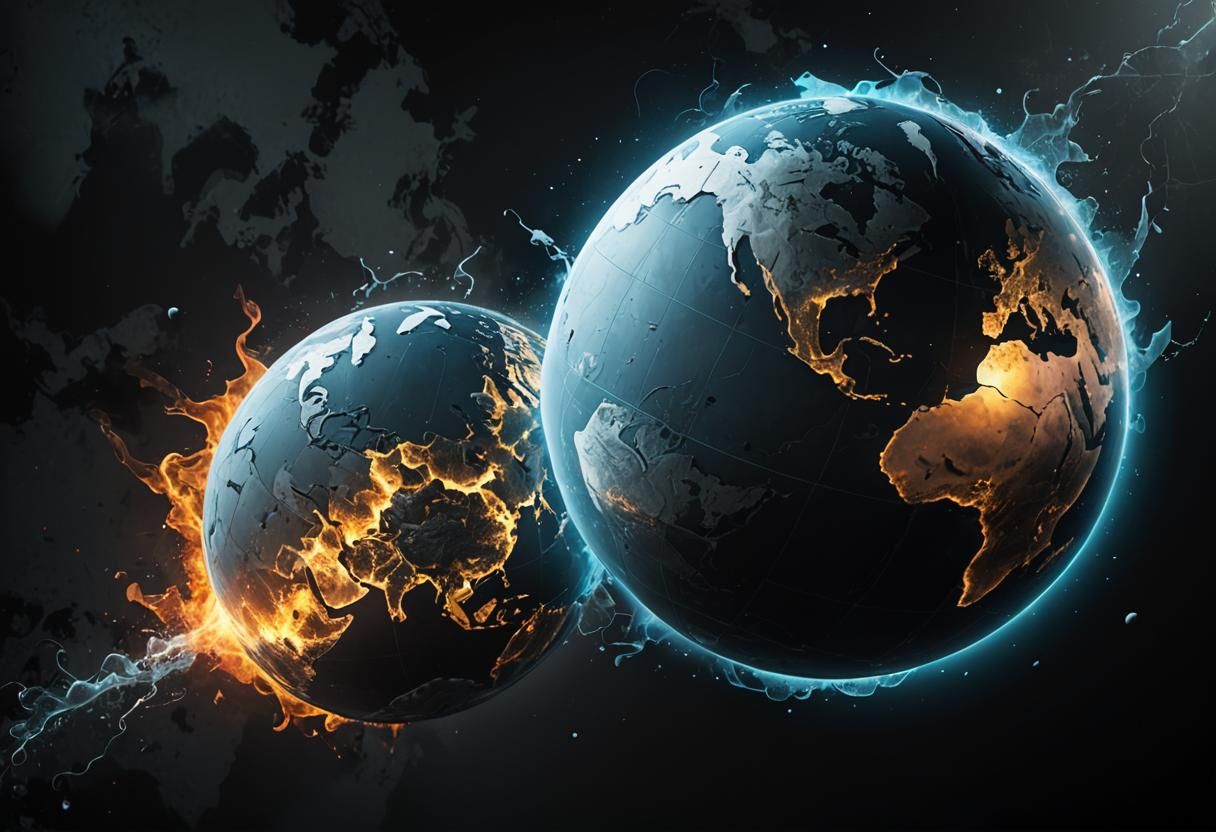 Globe Disintegrating in Space: Dramatic Art