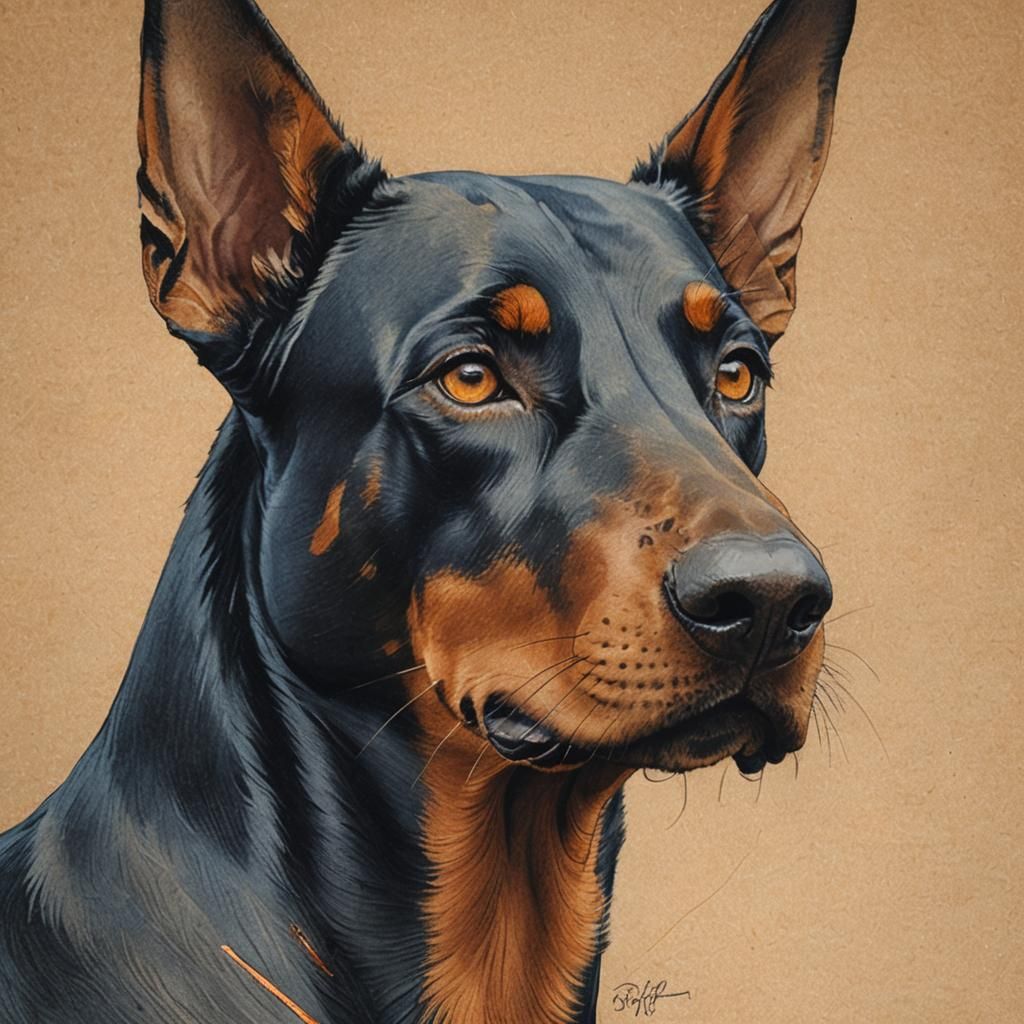 Detailed Pencil Sketch of a Doberman Pinscher