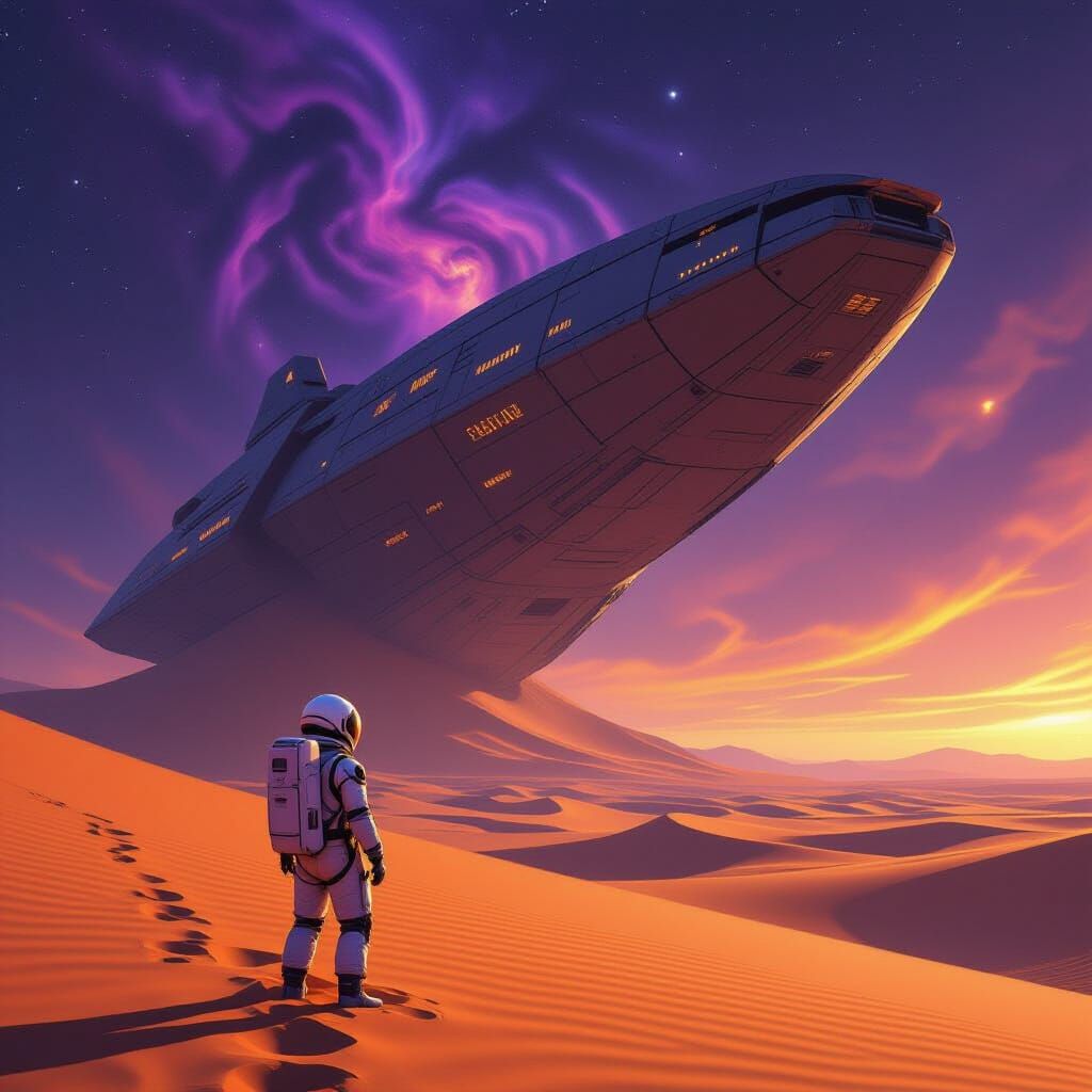 Astronaut Discovers Giant Alien Ship on Desert Planet