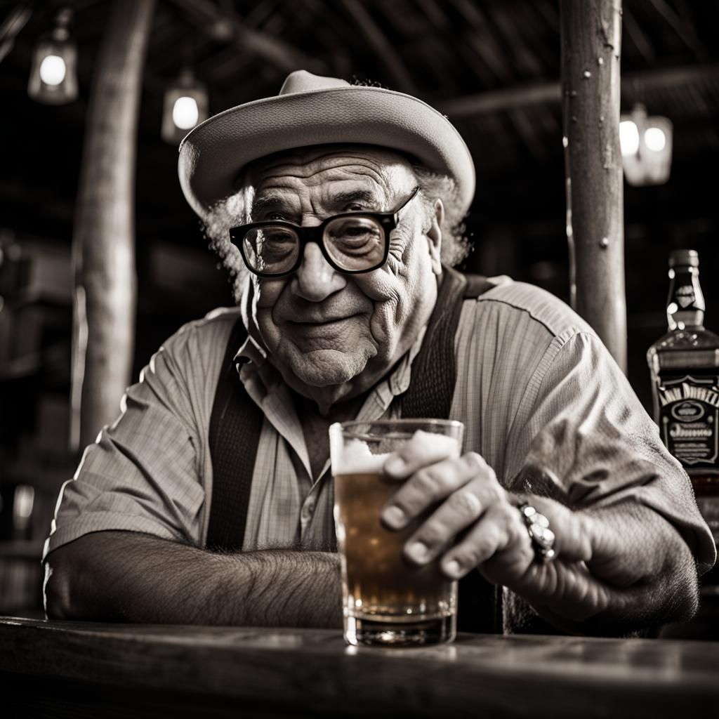 Danny DeVito is standing at a tiki bar in Cuba, reaching for...