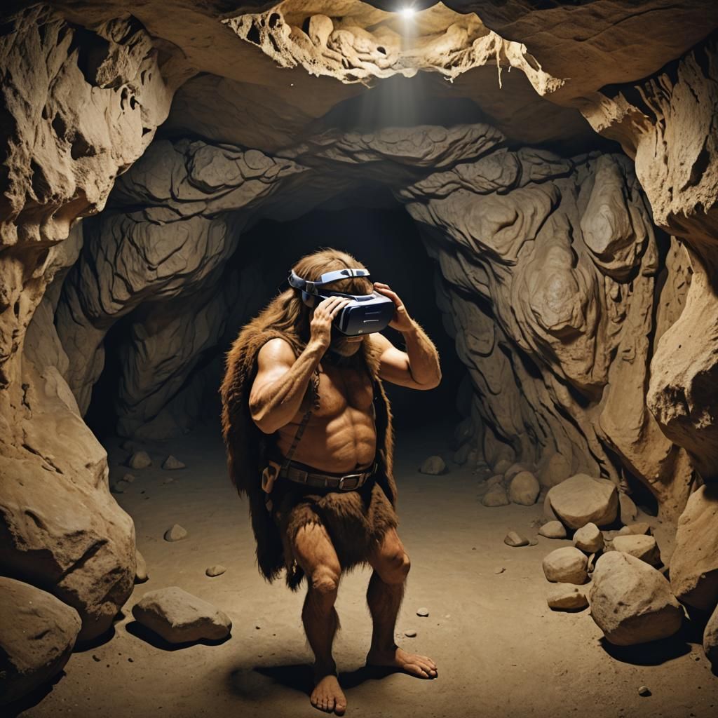 Neanderthal Man Immersed in Virtual Reality