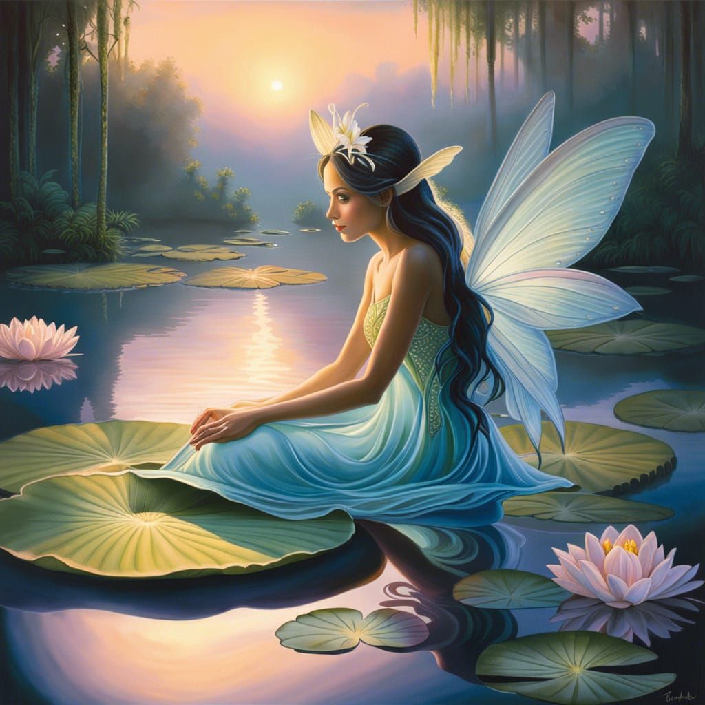 Luminescent Water Fairy on Lily Pad