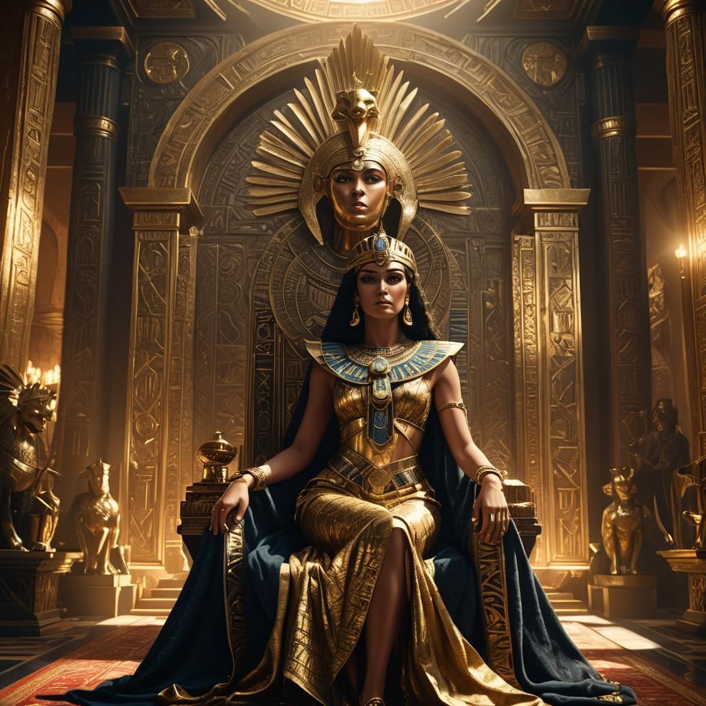 Cleopatra in Opulent Throne Room, Matte Painting