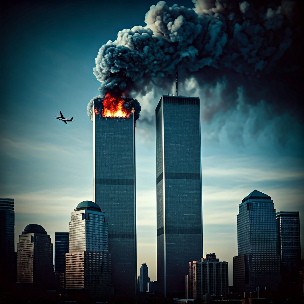 9/11 Attack: World Trade Center on Fire, Cinematic Film Styl...