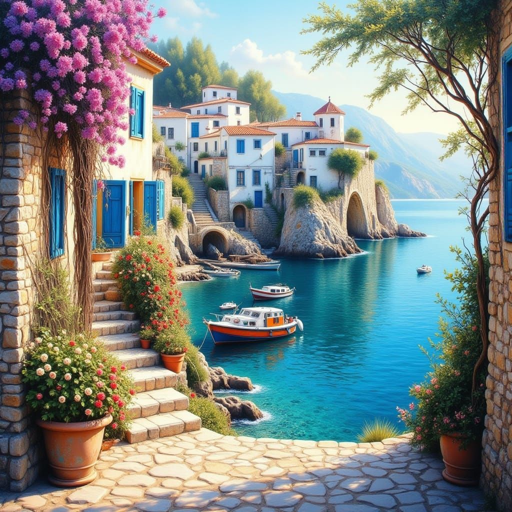 Mediterranean Coastal Scene