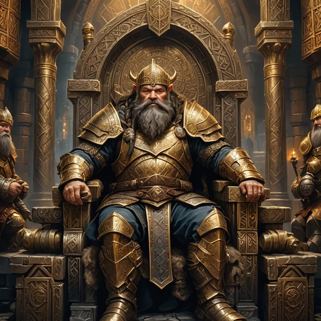 Wise Dwarven King in Legendary Throne Room