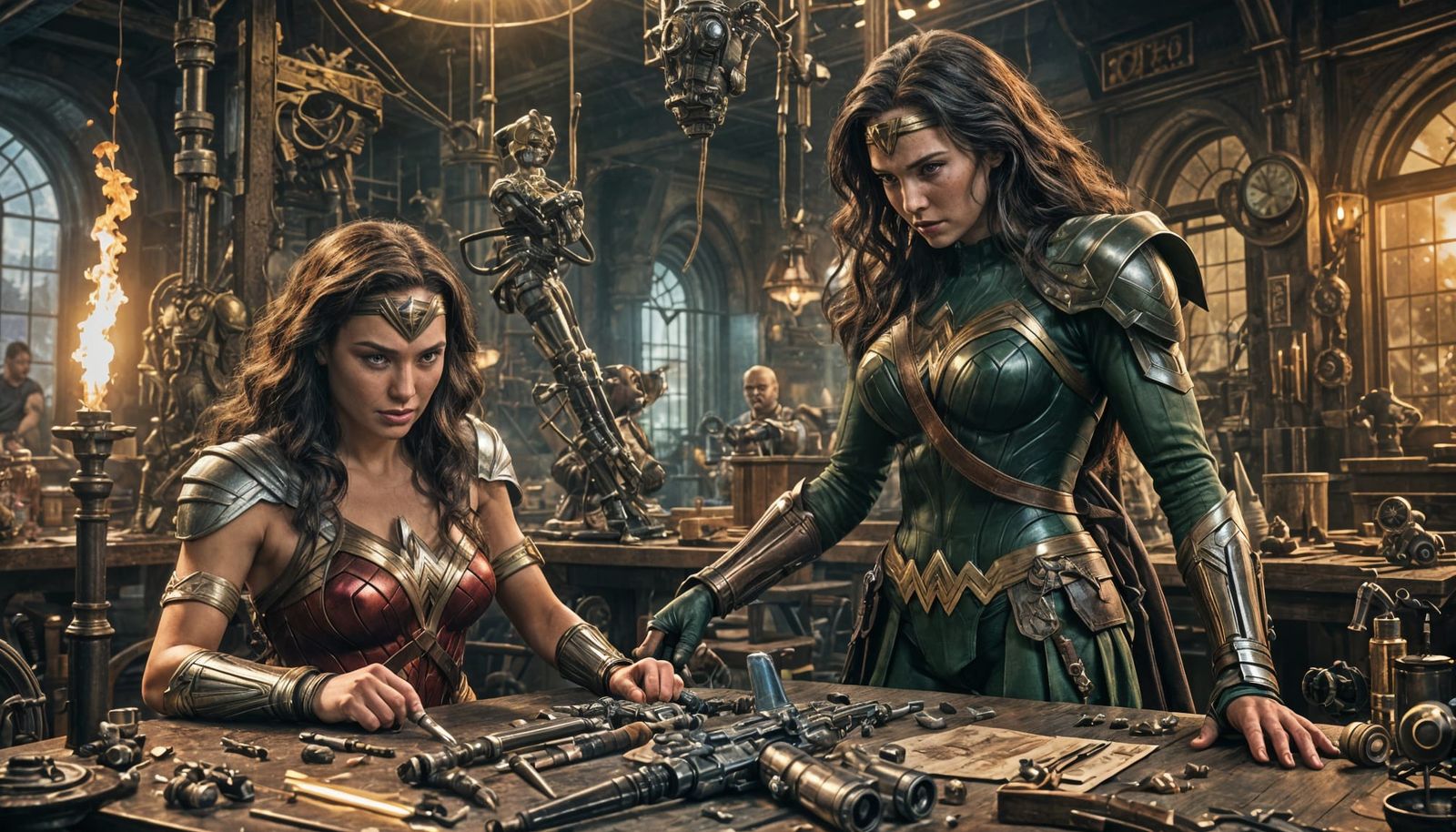 Wonder Woman and Green Goblin Discuss Weapons