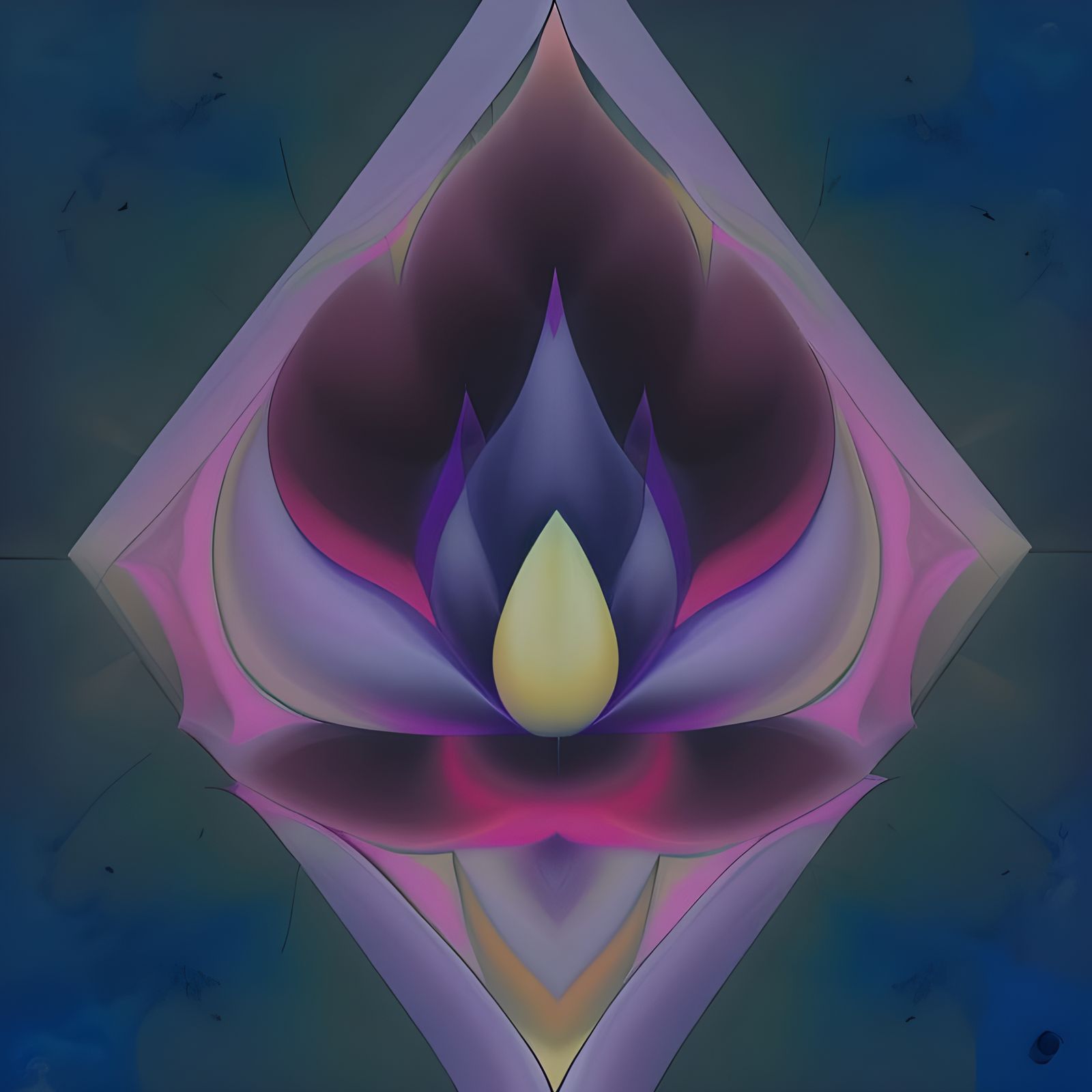 Symmetrical Flower in Mystical Dark Fantasy Landscape
