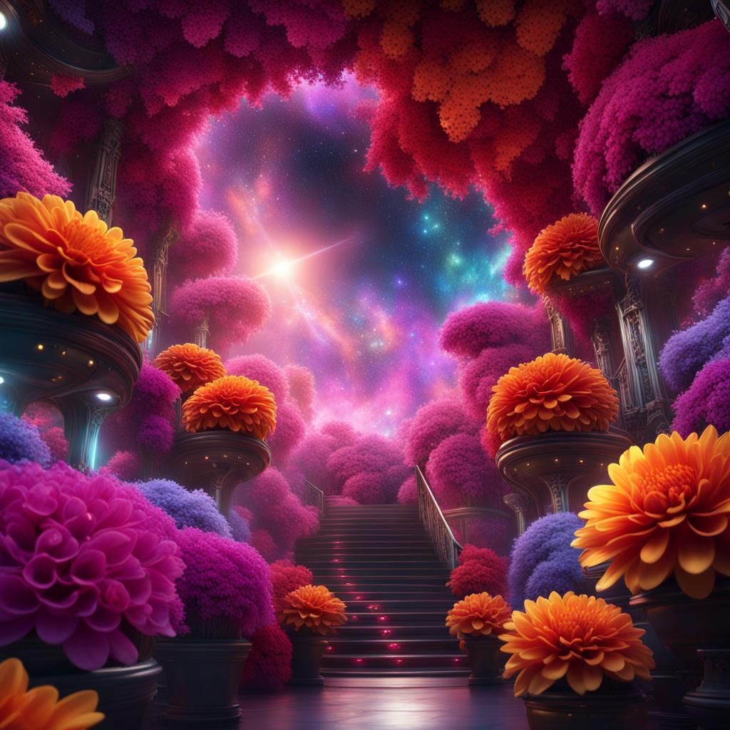 Cosmic Parametric Theater with Glittering Chrysanthemum: 8k