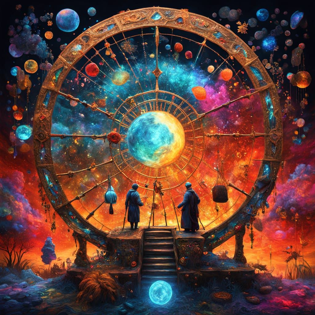 Weavers Spin Clouds at Sunset: Surreal Fantasy Art