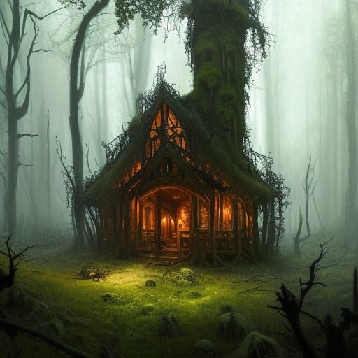 Gothic Horror Forest Hut Concept Art