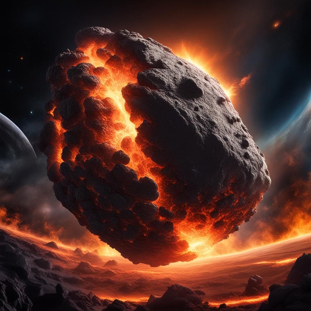 Fiery Asteroid Collision: Hyperrealistic Planetary Impact