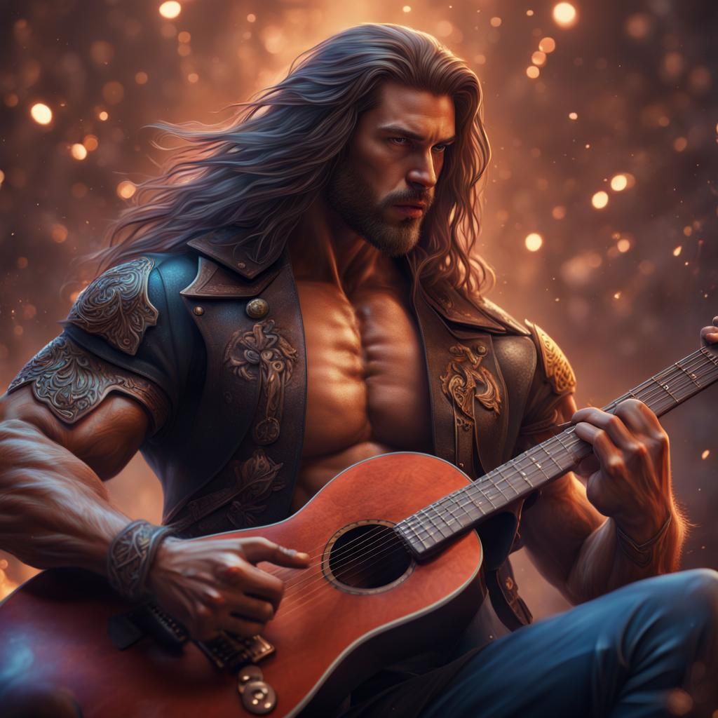 Fantasy Art: Handsome Man with Guitar