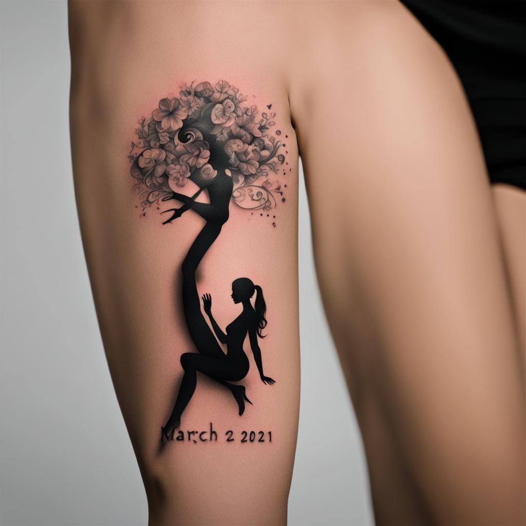 Silhouette Tattoo Design with Date