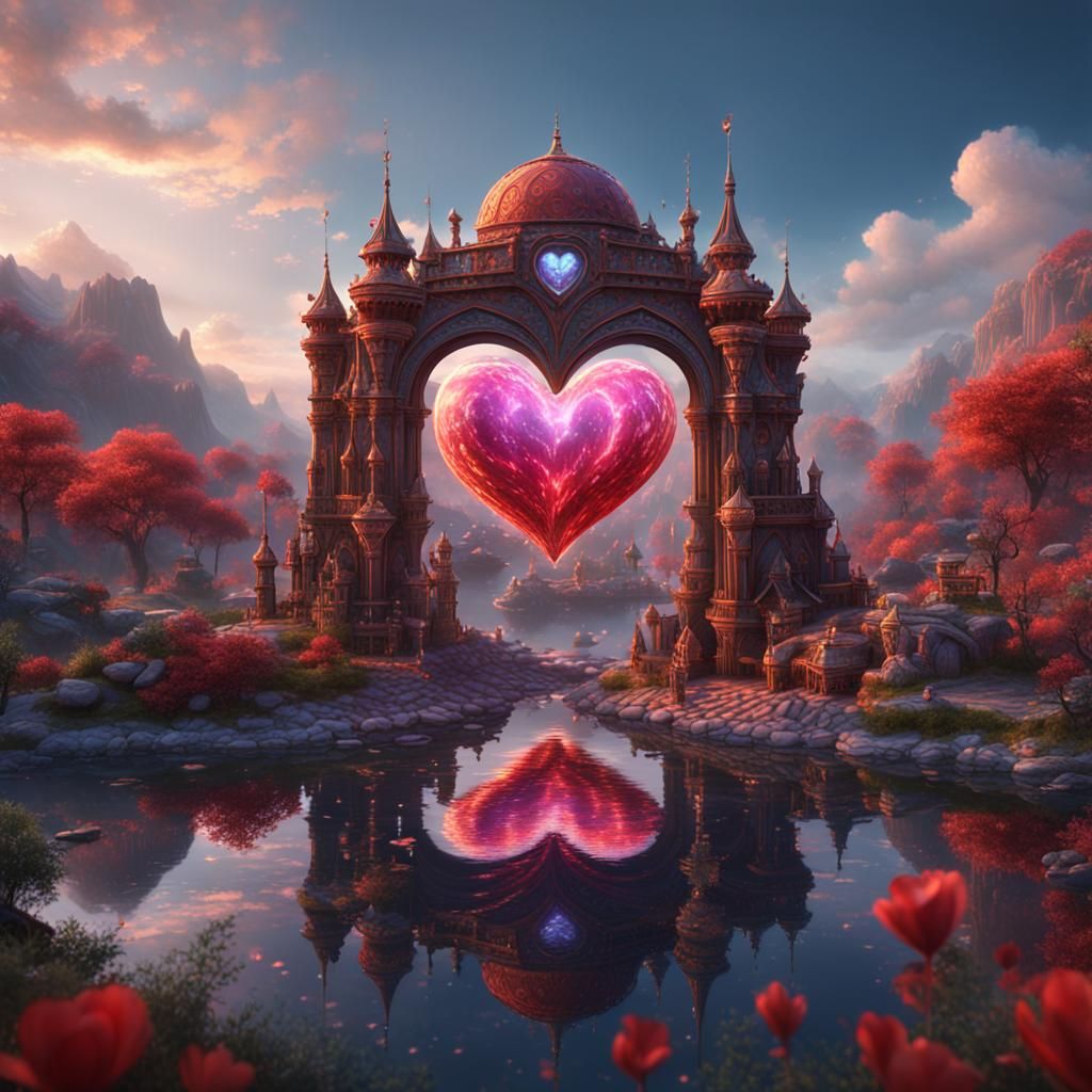 Detailed Matte Painting of a Love Heart