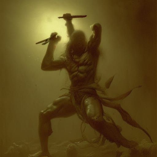 Grotesque Cyborg Warrior in Gothic Horror Style