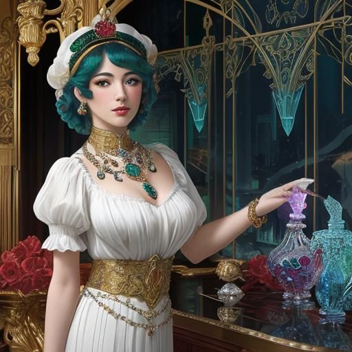 Wine Bottle in Art Nouveau Style