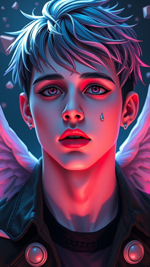 Pastel Angel Portrait in Triadic Colors