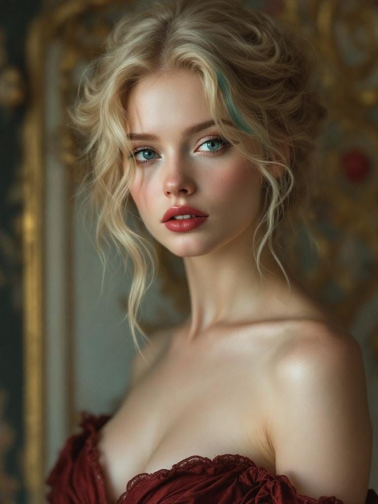 Classical Portrait of Woman in Rococo Style