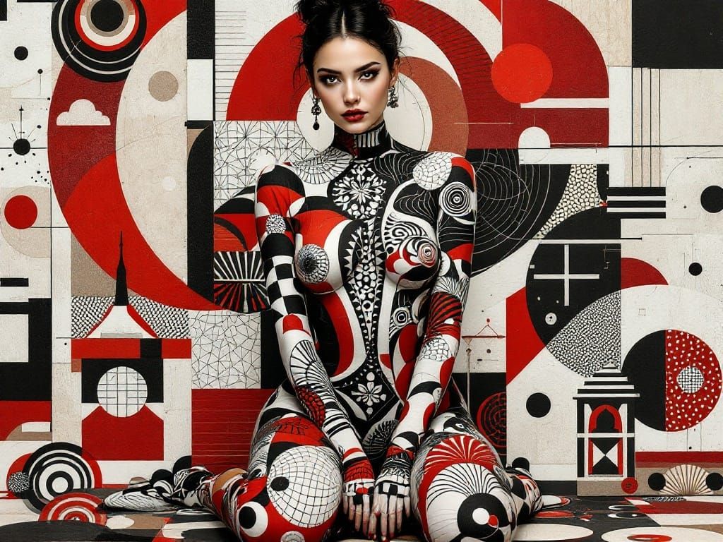 Harmonious Blend of Portraiture and Ornamental Abstraction