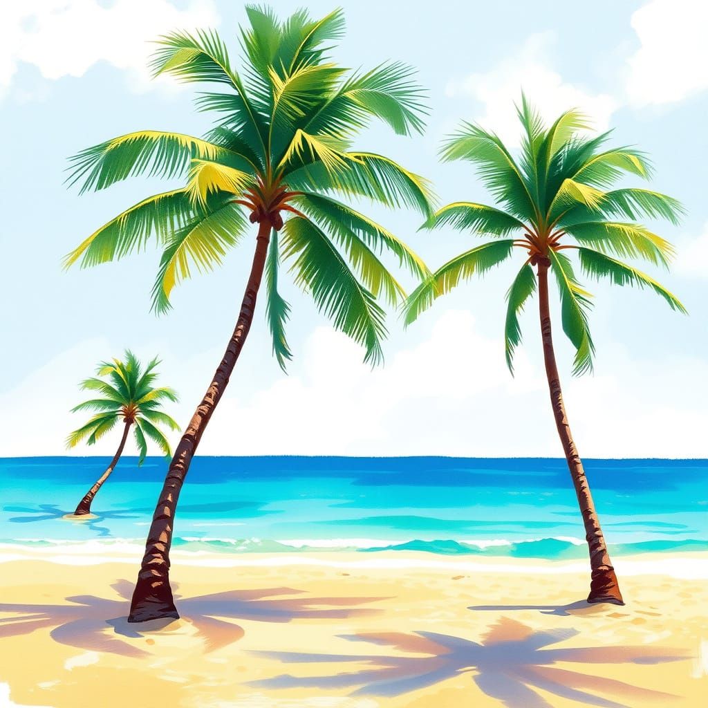 Impressionist Goa Beach Scene in Vibrant Turquoise Waters