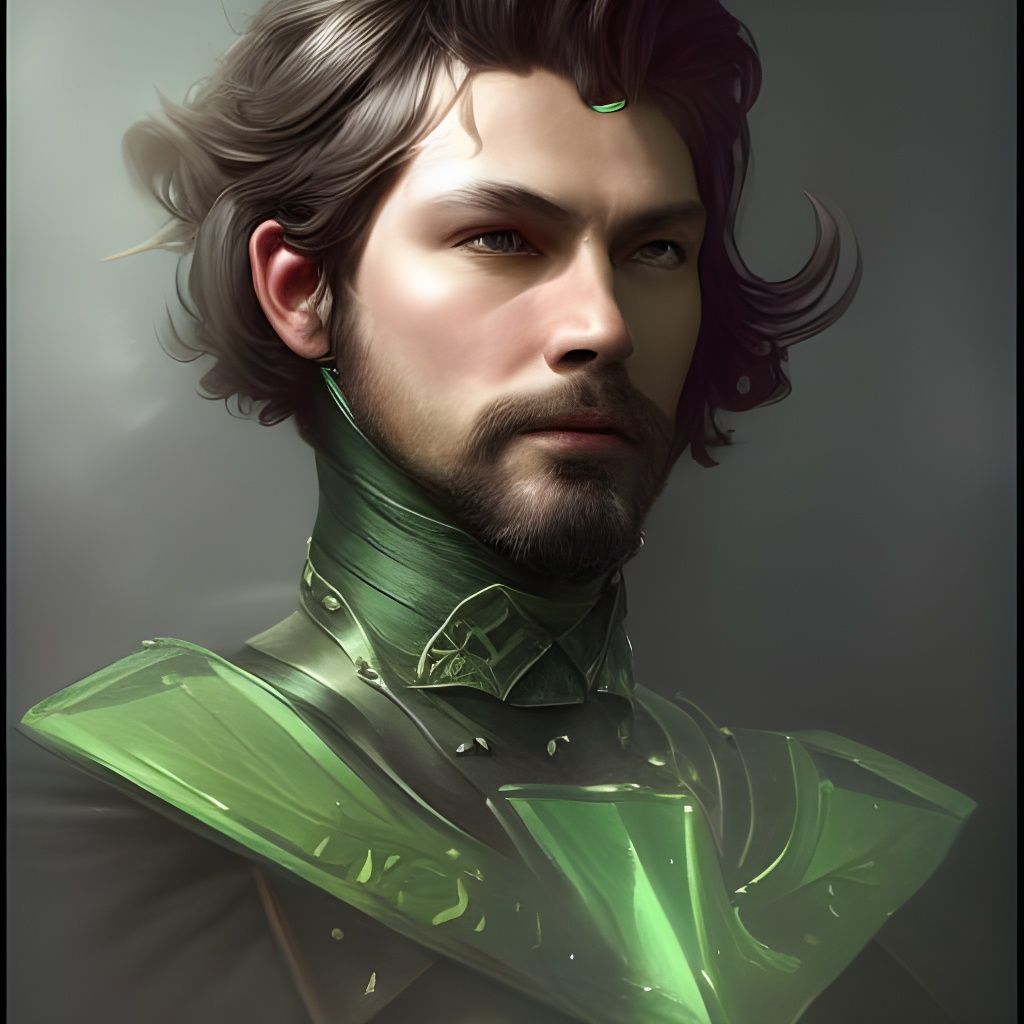 The Green Knight Portrait, Hyperdetailed Digital Art