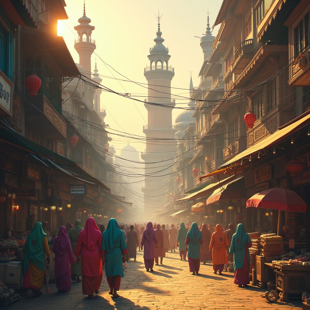 Bangladeshi City of Wonder in Vibrant Fantasy Style