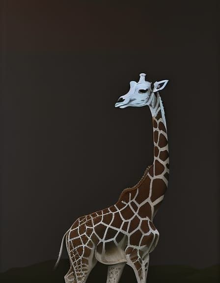 Giraffe Overlooking Landscape as Impressionistic Oil Paintin...