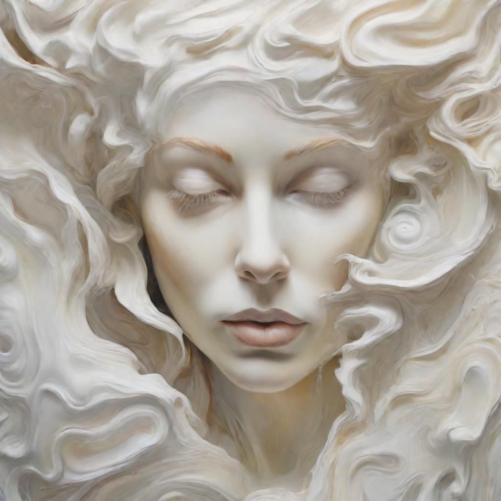 Surreal Distorted Face in White: Abstract Expressionism