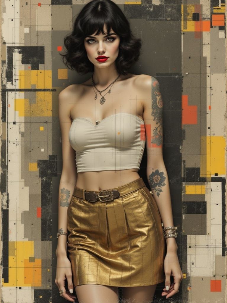 Glitch Art Portrait with Fractal Patterns