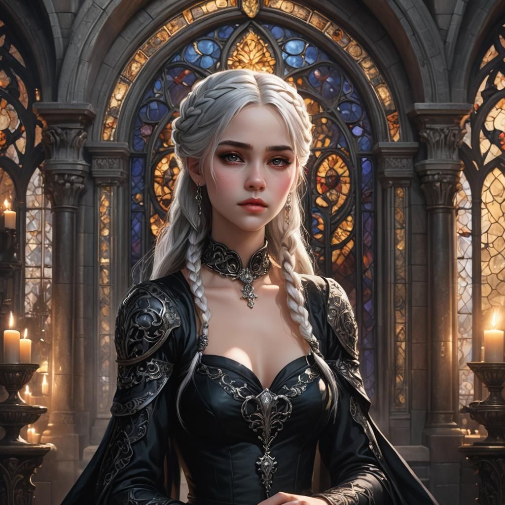 Gothic Princess on Throne in Baroque Fantasy Style