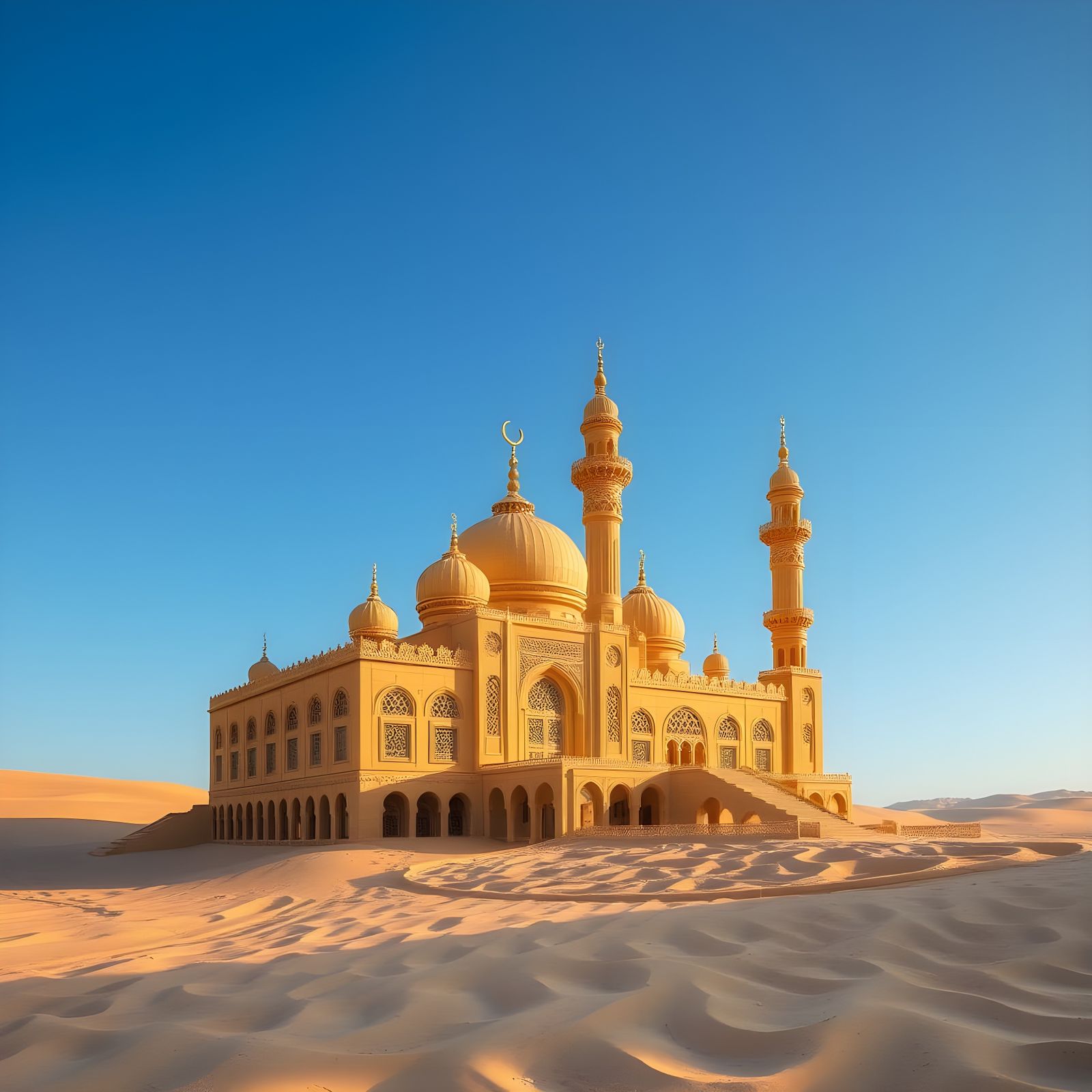 Intricate patterns define this sand art mosque.