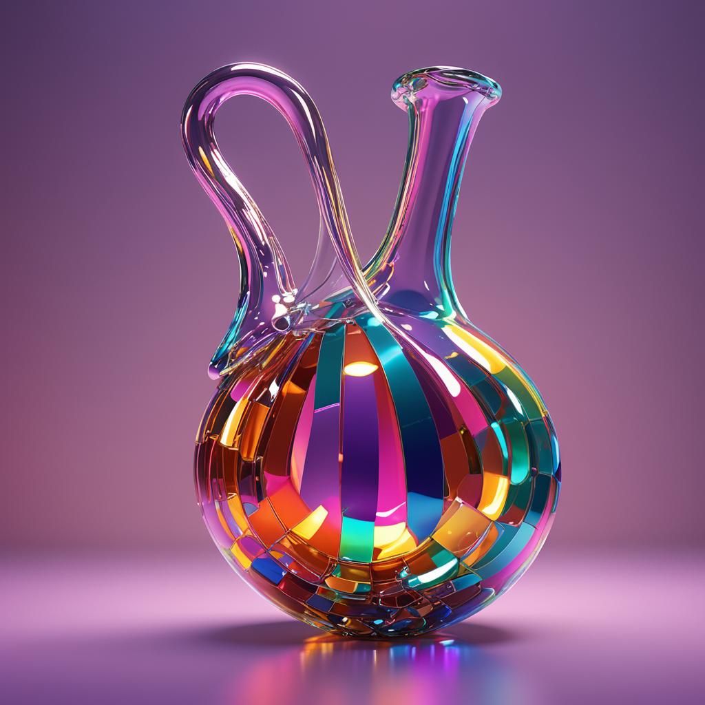 Iridescent Klein Bottle in Surreal Pixar Style
